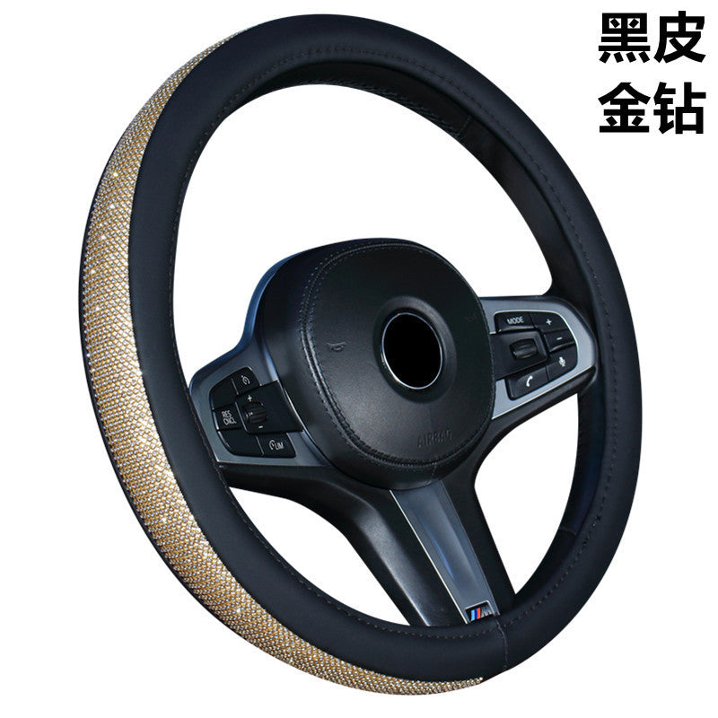 Wholesale Faux Leather Diamond Car Steering Wheel Cover